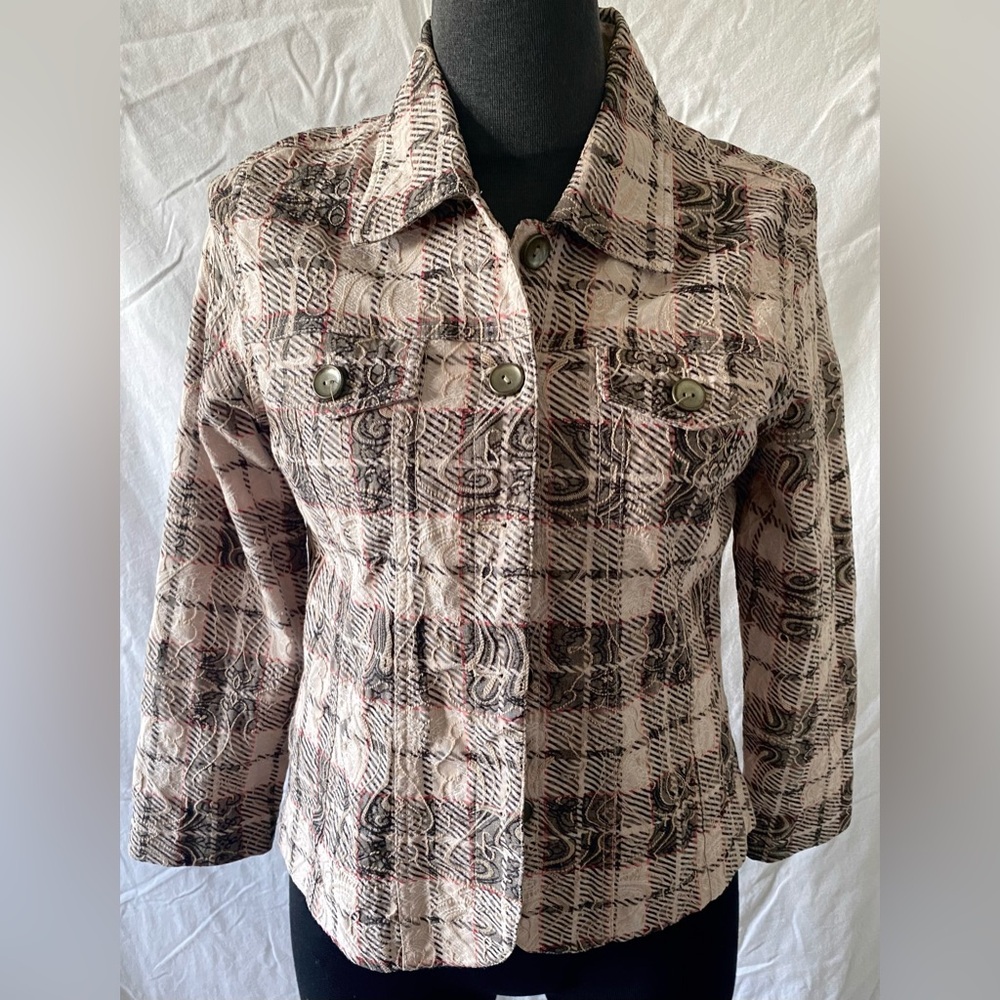 Analogy Size Petite Large Long Sleeve Multicolor Dress Jacket Stretch